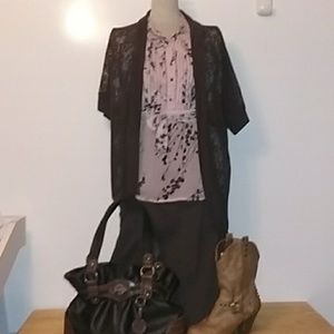 🍁APT. 9 Pleated Front Sheer Floral Blouse Size M